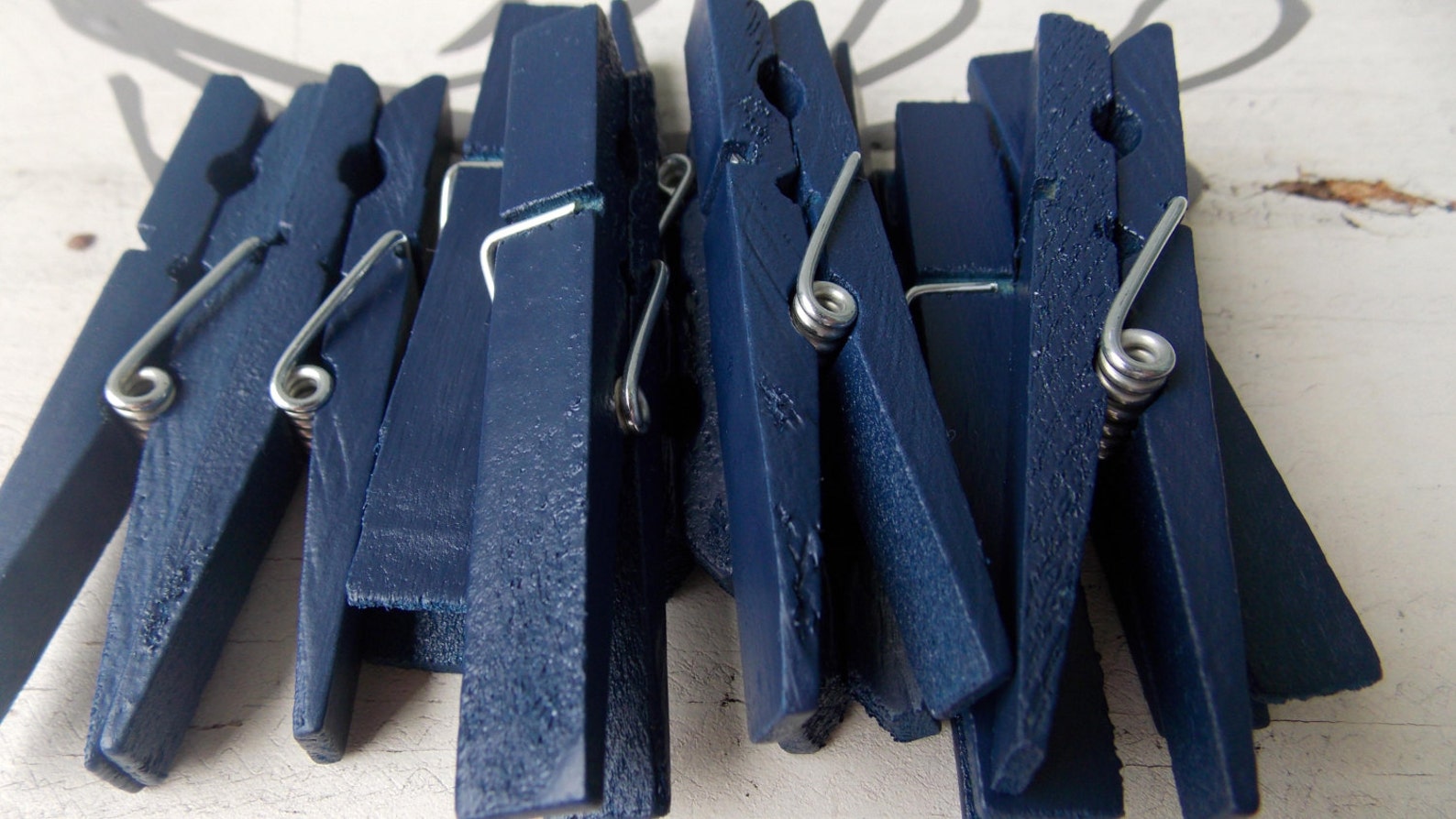 Navy Blue Clothespins Etsy