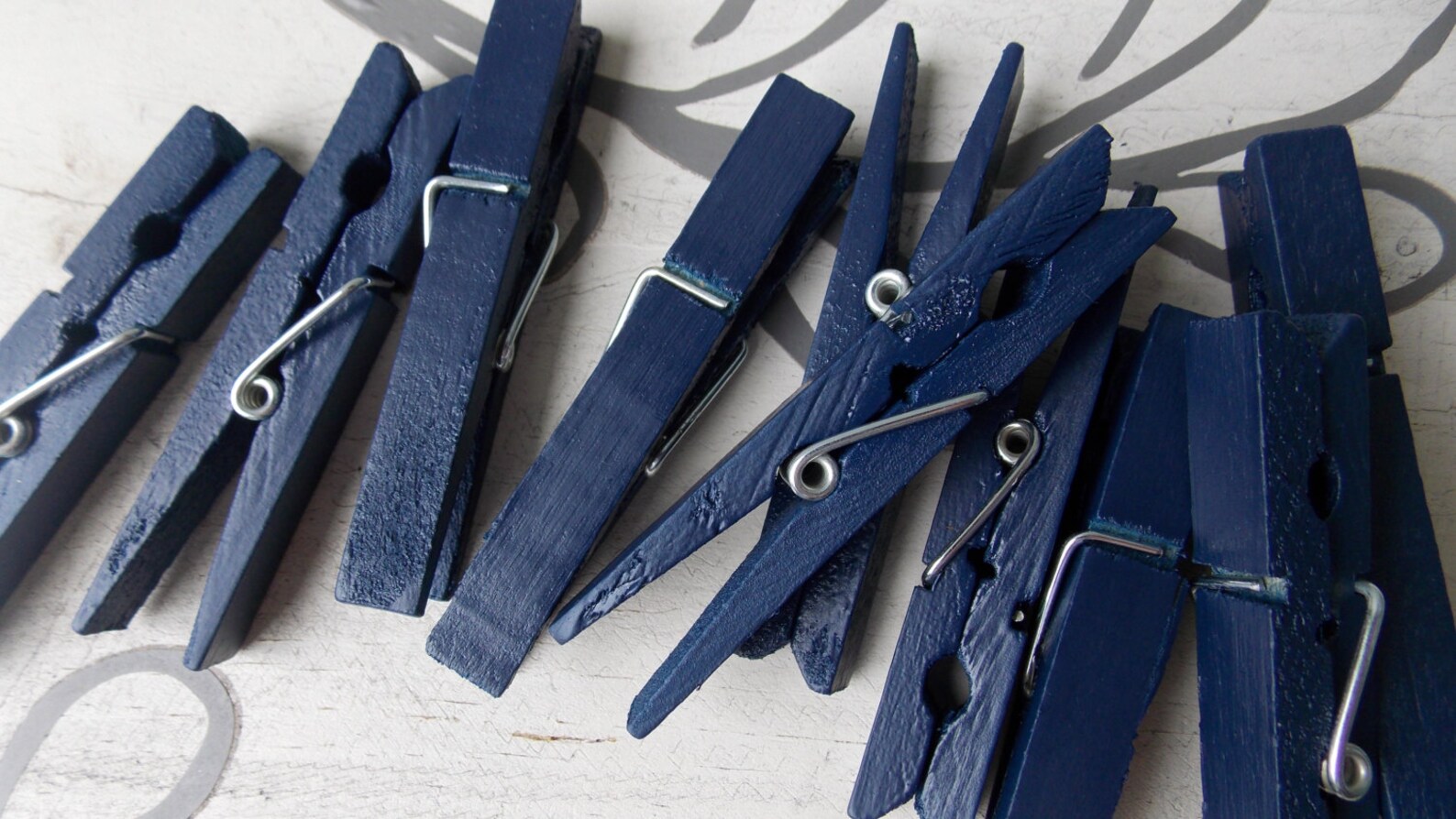 Navy Blue Clothespins Etsy
