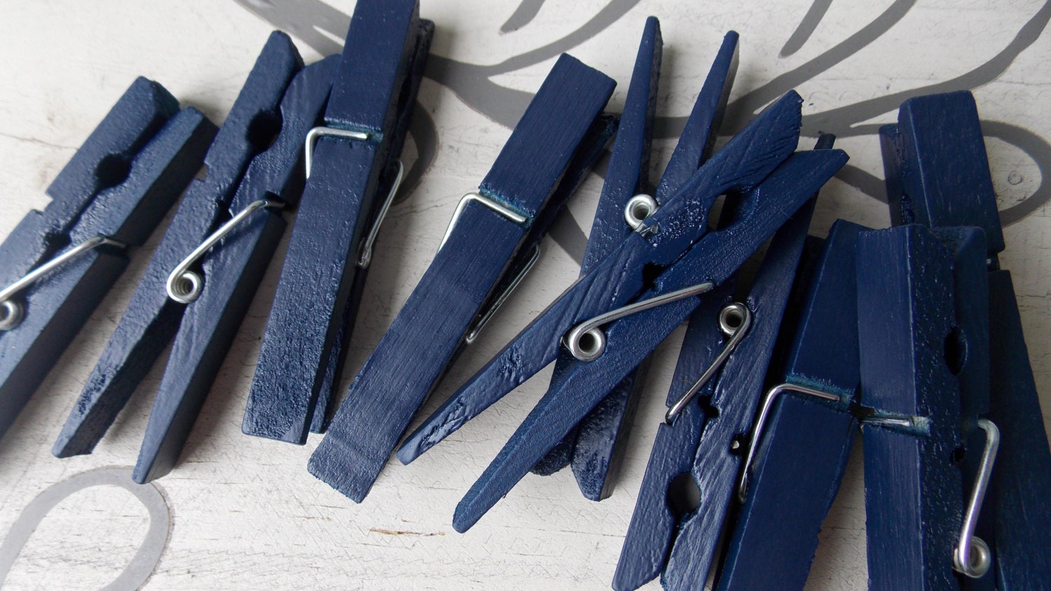 Navy Blue Clothespins Etsy