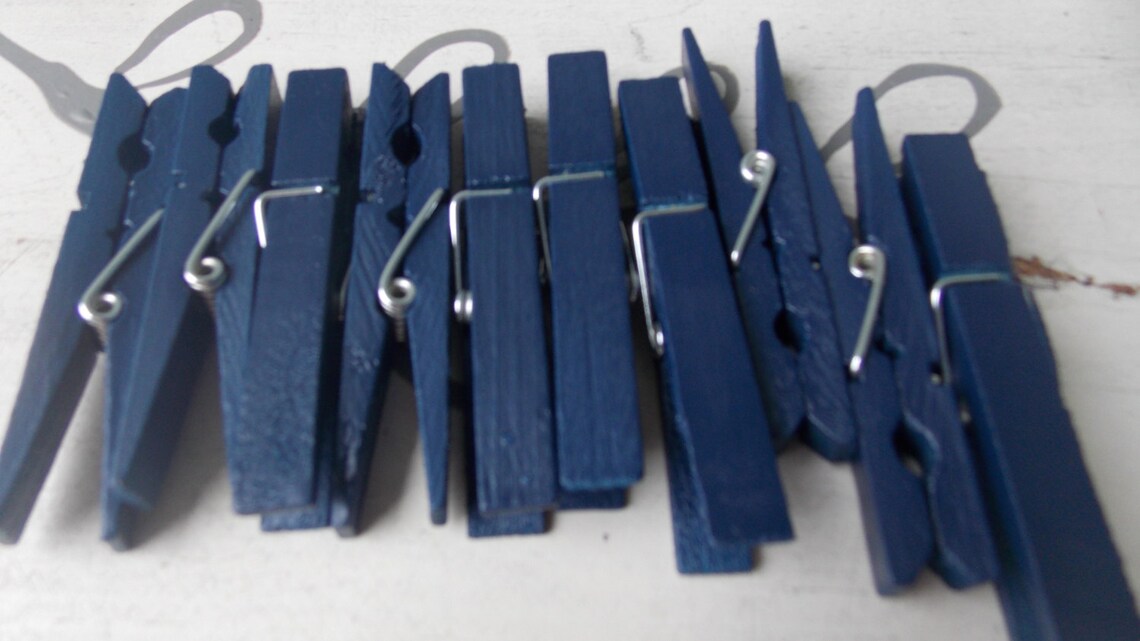 Navy Blue Clothespins Etsy