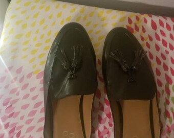 Franco Sarto Women's Black Faux Leather Slip On Loafers 8 M