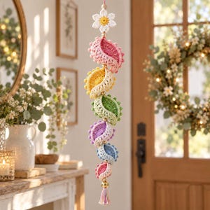 Crochet Wind Spinner Pattern PDF, Daisy Spiral Hanging Ornament