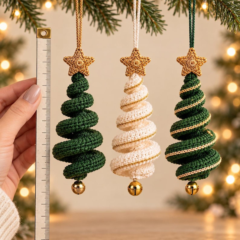 Crochet Spiral Christmas Tree Pattern, Hanging Ornament PDF, Christmas Holiday Decor, Digital Download