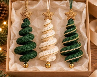 Crochet Tree Pattern PDF, Spiral Hanging Christmas Ornament with Star