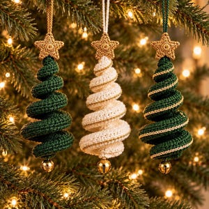Crochet Christmas Tree Pattern, Hanging Christmas Ornament, 3D Spiral Tree PDF, Holiday Decor