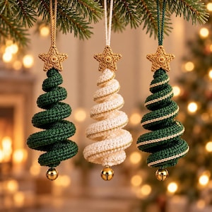 Crochet Christmas Tree Ornament PDF, Spiral Hanging Tree, Holiday Decor Pattern, Christmas Crochet