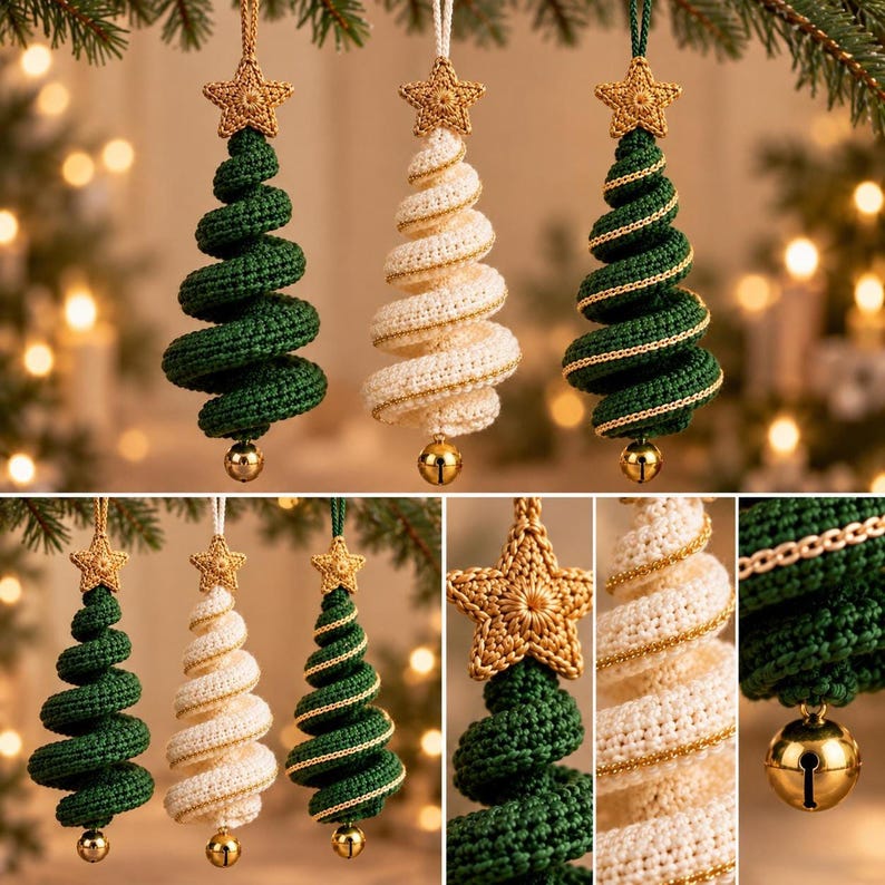 Christmas Crochet Pattern PDF, Crochet Tree Ornament, Spiral Hanging Decoration, Easy Holiday Pattern