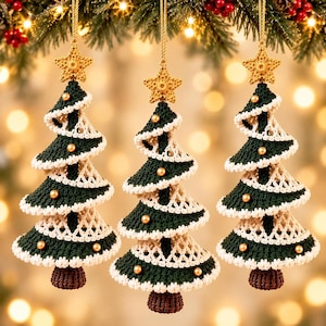 Häkelanleitung für einen Weihnachtsbaum (PDF), spiralförmiger, hängender Weihnachtsschmuck mit Spitzenborten