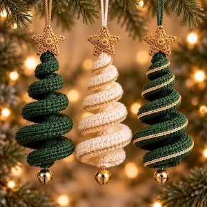 Crochet Christmas Tree PDF Pattern, Twisty Tree Ornament, Hanging Christmas Decoration, Digital Download