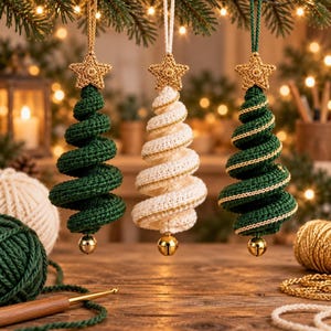 Crochet Christmas Ornament Pattern, Spiral Tree Ornament, Christmas Tree Decor PDF, Holiday Crochet