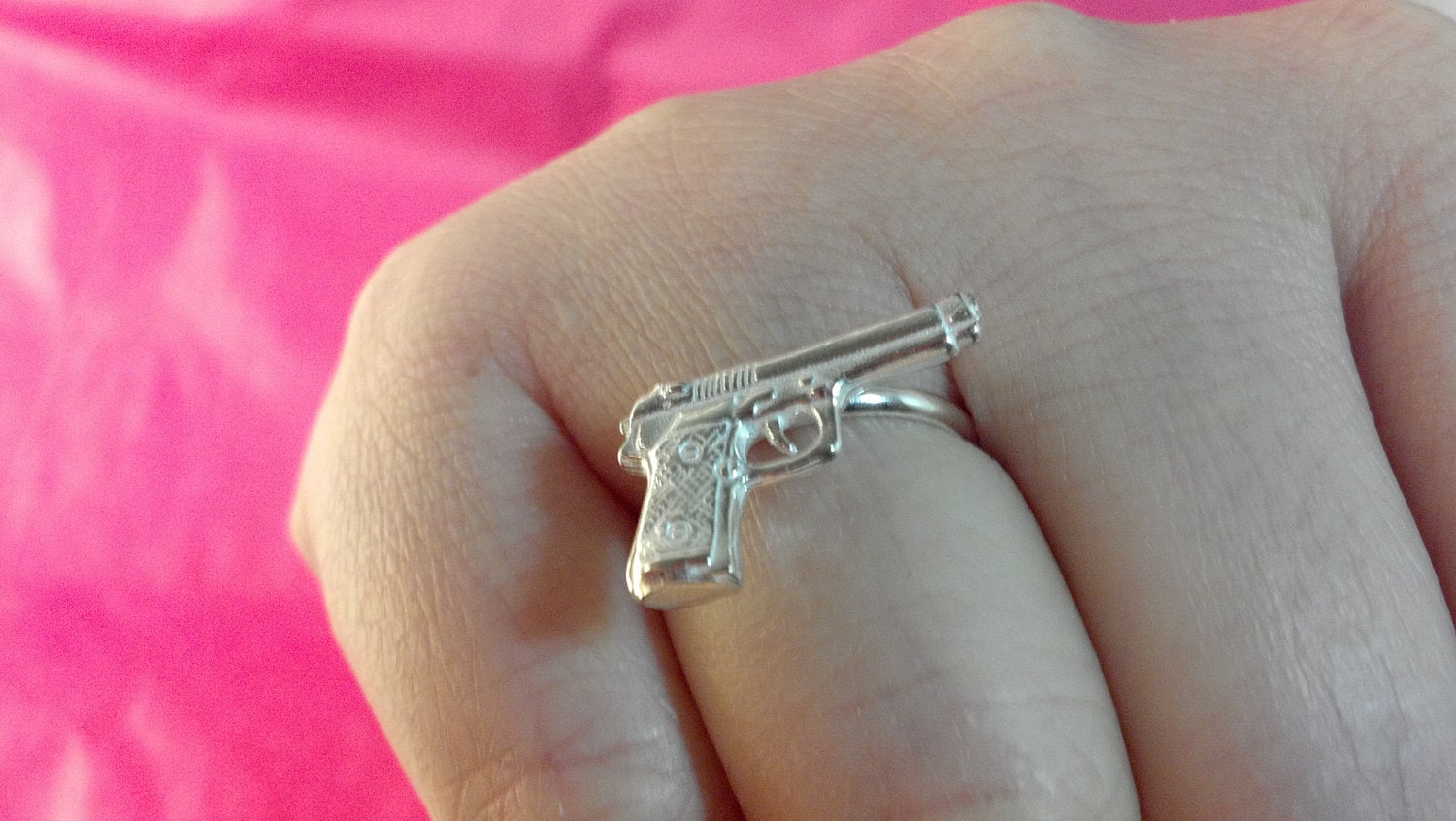 Little Automatic Hand Gun Ring Etsy