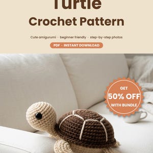 Wzór na szydełkowego żółwia w formacie PDF, amigurumi z żółwiem morskim, prezent na baby shower, wystrój pokoju dziecięcego (wersja cyfrowa do pobrania)