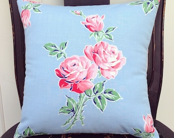 vintage pink roses pillow cover 12"