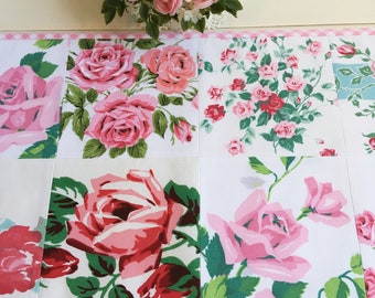 vintage pink roses patchwork table topper