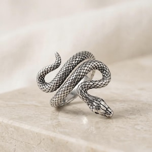 Justerbar ormring i 925 sterlingsilver, vintage moderna statement-smycken