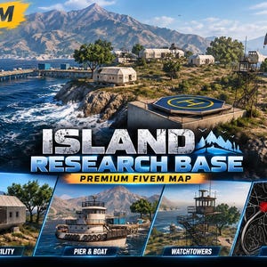 FiveM Island Research Base Map, Luxury Mansion, Marina, Helipad (v1.0.1)