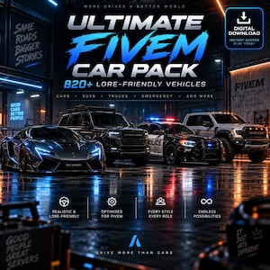 Ultimate FiveM Car Pack Catalog 820+ Lore-Friendly Vehicles, Spawn Codes & RP Server Collection