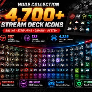 4700+ Stream Deck Icons Bundle | Sim Racing, Streaming, Gaming (PNG, SVG)