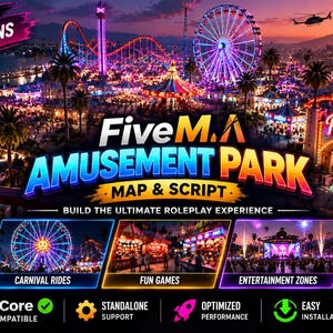FiveM Amusement Park Map & Script, GTA Roleplay Theme Park Resource (Digital Download)