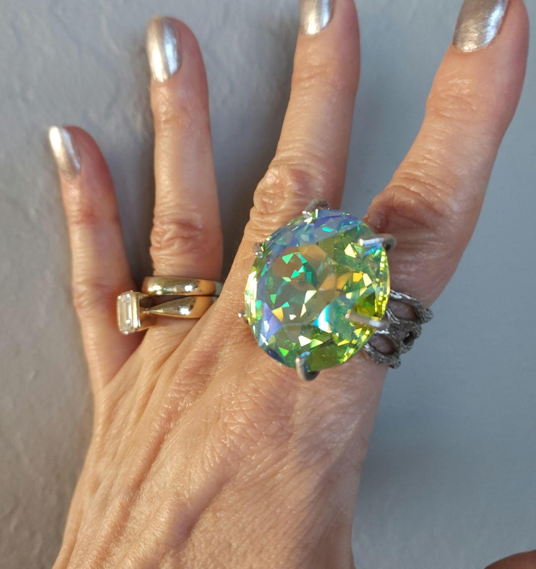 Size 7 Large Vintage Swarovski Crystal Statement Ring - Etsy