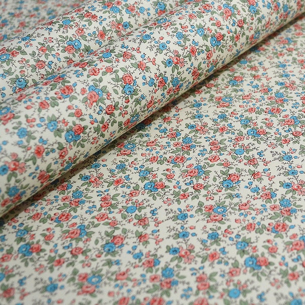 Italian Decorative Paper for Crafts and Wrapping - Red and Blue Ditsy Floral