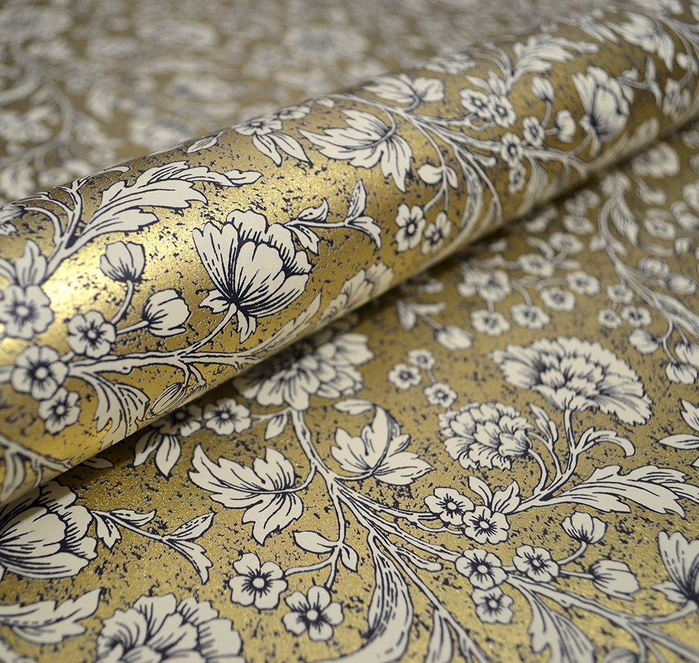 Italian Decorative Wrapping Paper Gold Floral Etsy