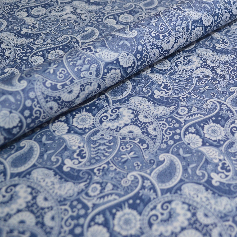 Wrapping Paper Decorative Craft Paper Kashmir Blue Paisley Etsy