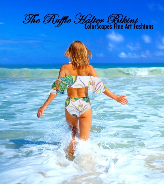halter ruffle bikini