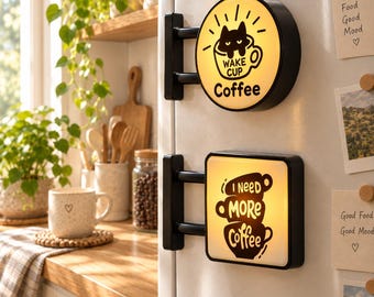 Retro Coffee Shop Fridge Magnet, Glowing Miniature Pegboard Refrigerator Decor, Coffee Corner Magnetic Ornament, Kitchen Gift