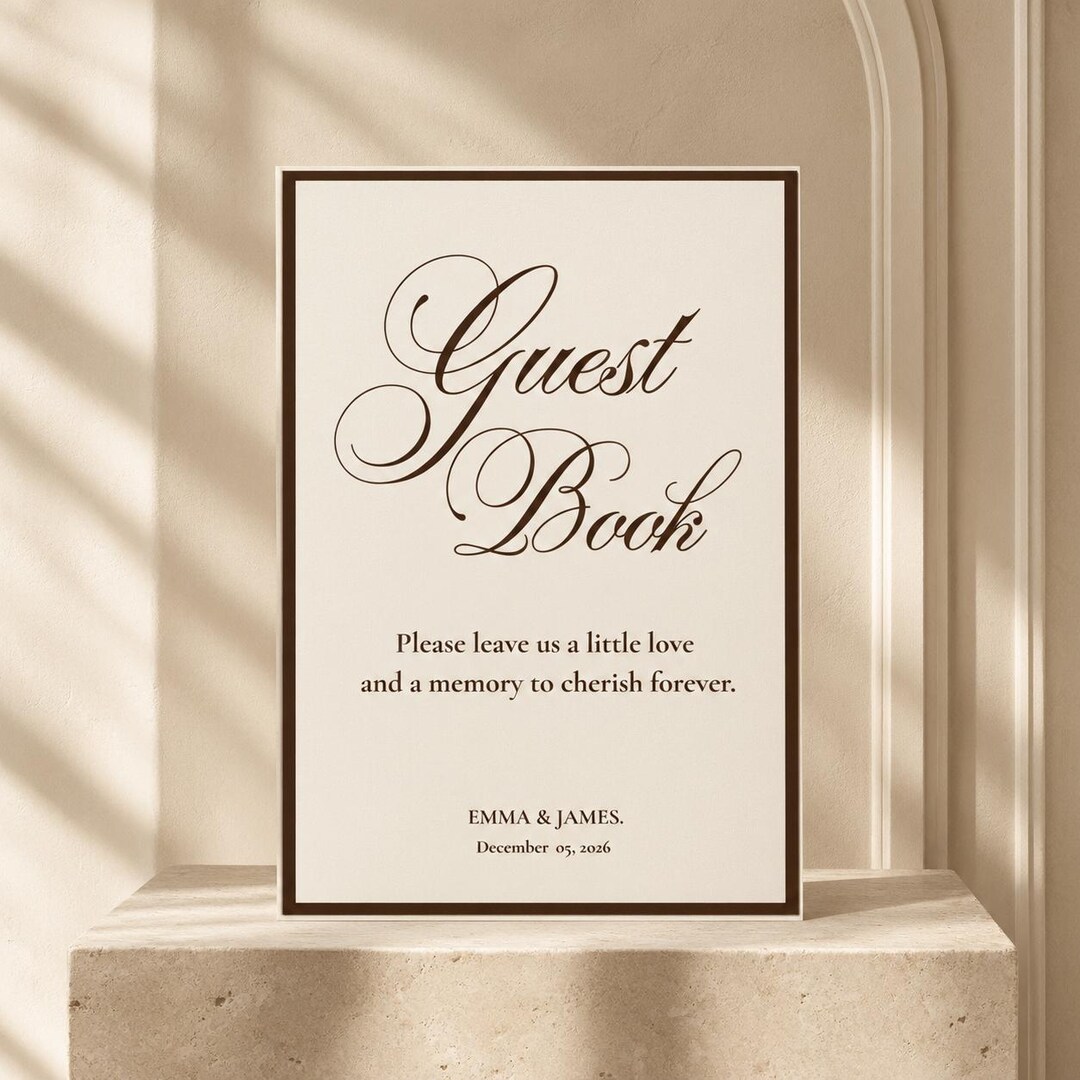 Editable Wedding Guest Book Template, Canva Sign-in Book (digital Editable Wedding Guest Book Template, Canva Sign-in Book (digital