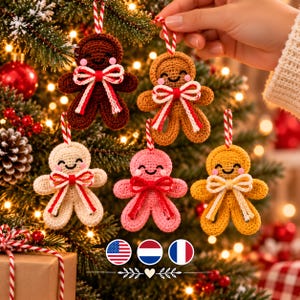 Gingerbread Ornament Crochet Pattern | Gingerbread Man Crochet PDF | Christmas Tree Decor | Holiday Crochet