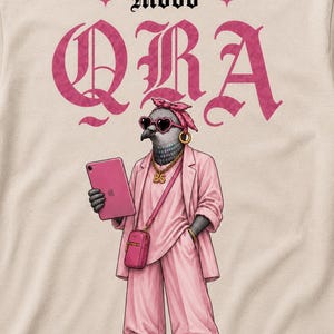 Modo QBA Duif in Roze Pak T-shirt | Vintage Type, Illustratie