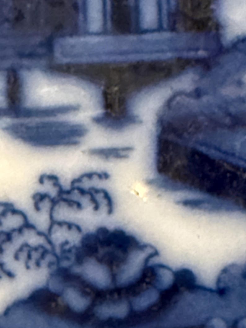 Flow Blue Plate, Java Pattern, Bishop and Stonier England, Blue and White Chinoiserie Display Plate, AS IS condition image 5