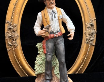Vintage 1978 McCormick U.S. Marshal Decanter, Americana Porcelain Old West Lawman Figure, Empty Western