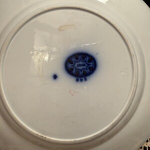 Flow Blue Plate, Java Pattern, Bishop and Stonier England, Blue and White Chinoiserie Display Plate, AS IS condition image 7