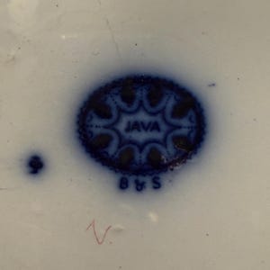 Flow Blue Plate, Java Pattern, Bishop and Stonier England, Blue and White Chinoiserie Display Plate, AS IS condition image 6