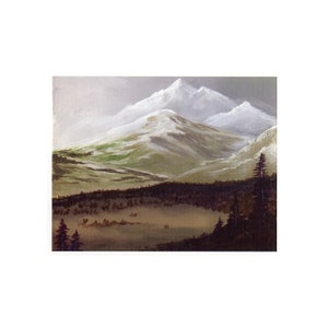 Carte postale dans les montagnes par Jen Unger 5,5 pouces sur 4,25 pouces, numérotée et signée, Saskatchewan Art (SKU-POSTC-0010)