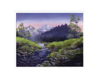 Postcard-Refreshing Stream by Jen Unger 5.5 inches by 4.25 inches, numbered and signed, Saskatchewan Art (SKU-POSTC-0011)