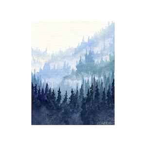 Carte postale - Les montagnes bleues de Jen Unger 5,5 pouces par 4,25 pouces, numérotée et signée, (SKU-POSTC-0014)