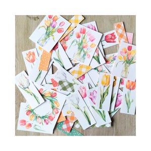 Ensemble de 54 tulipes éphémères - Découpes florales botaniques pour la fabrication de cartes, le scrapbooking, les journaux indésirables et les travaux manuels - 2 de chacun des 27 modèles