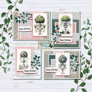 Kit de fabrication de cartes, jardin topiaire, livré avec plusieurs sentiments pour diverses occasions. Pour 4 cartes de vœux