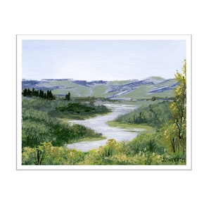 Carte postale - Rivière Saskatchewan par Jen Unger 5,5 pouces sur 4,25 pouces, numérotée et signée, Saskatchewan Art (SKU-POSTC-0001)