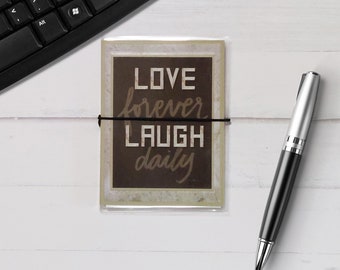 Laminated Notepad, Love Forever, Removable Notepad 5.25"x 3.75" Refillable Notepad Holder, Elastic Closure (SKU-LNP-0023)