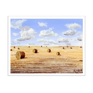 Carte postale After the Harvest par Jen Unger 5,5 pouces par 4,25 pouces, numérotée et signée, Bail Field, Saskatchewan Art (SKU-POSTC-0002)