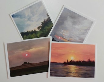 Postcard bundle- Sunset Landscapes 4.25"X 5.5" postcard. Art by Jen Unger