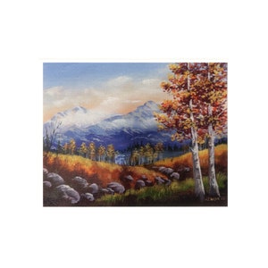 Oasis d'automne - Impression de cartes postales, peinture d'automne, par Jen Unger, 14,2 x 10,2 cm, numérotée et signée (SKU-POSTC-0009)