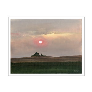 Carte postale - Smokey Haze par Jen Unger 5,5 pouces sur 4,25 pouces, numérotée et signée, scène de ferme, art de la Saskatchewan (SKU-POSTC-0007)