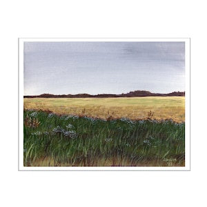 Carte postale - Promenade de la fin de l'été par Jen Unger 5,5 pouces par 4,25 pouces, numérotée et signée, scène de ferme, art de la Saskatchewan (SKU-POSTC-0006)