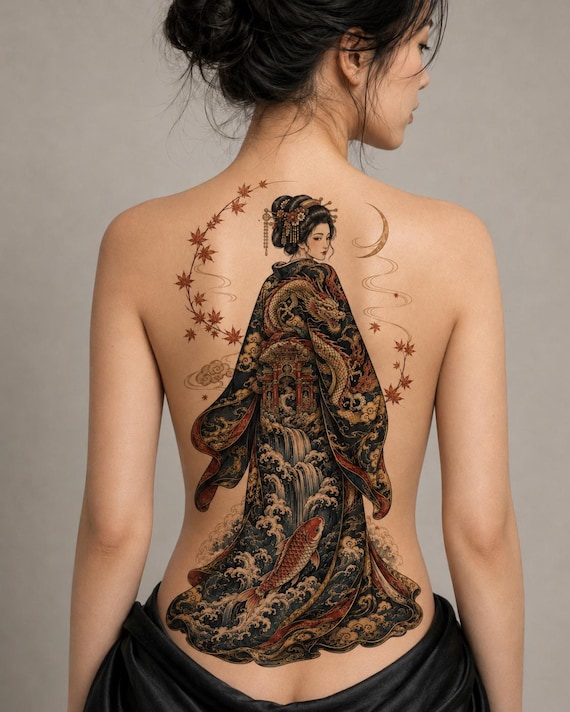 Large Back Temporary Tattoo Sheet | Detailed Festival Body Art (11x17" Sheet)