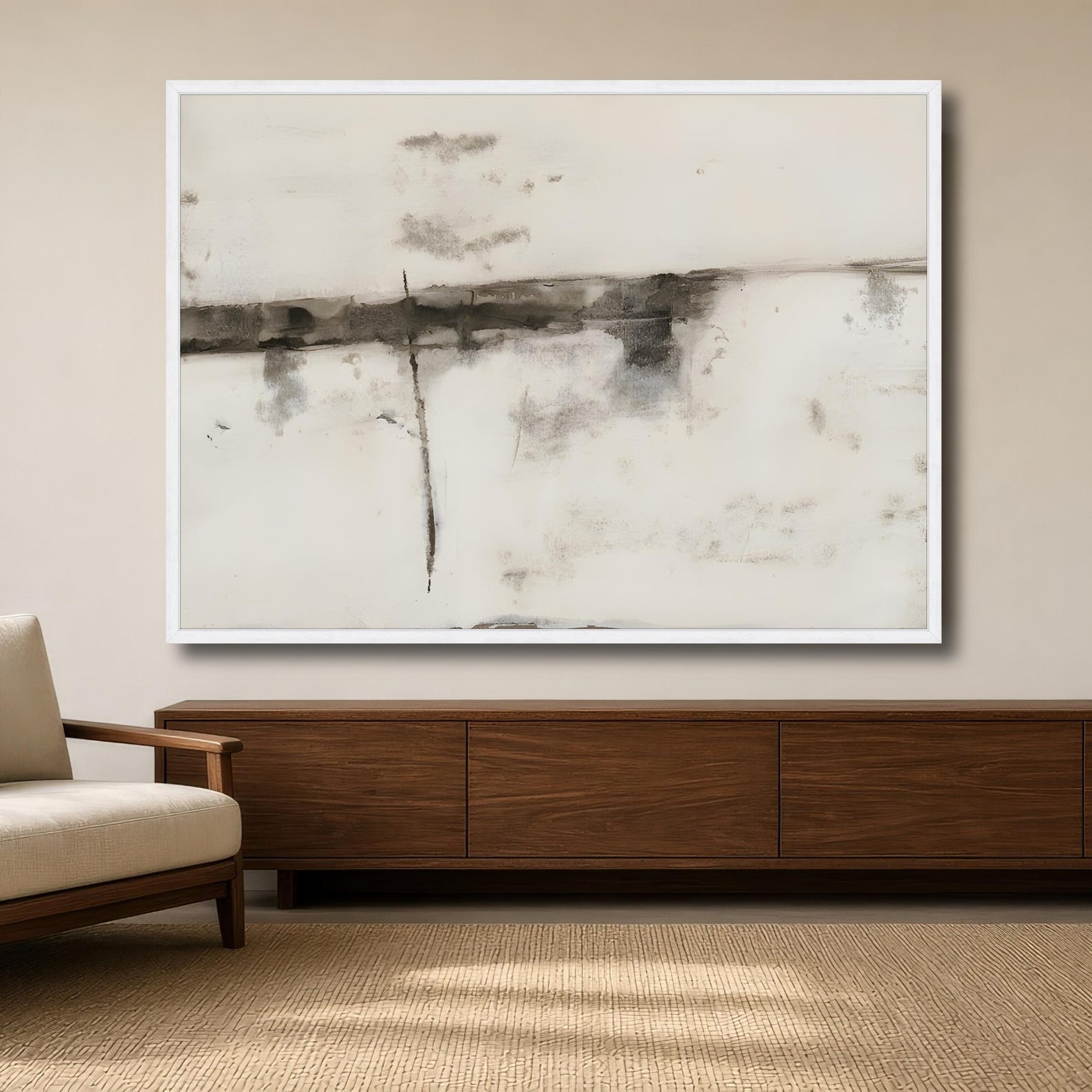 Minimalist Black and White Wall Art Print, Abstract Canvas Print for ...